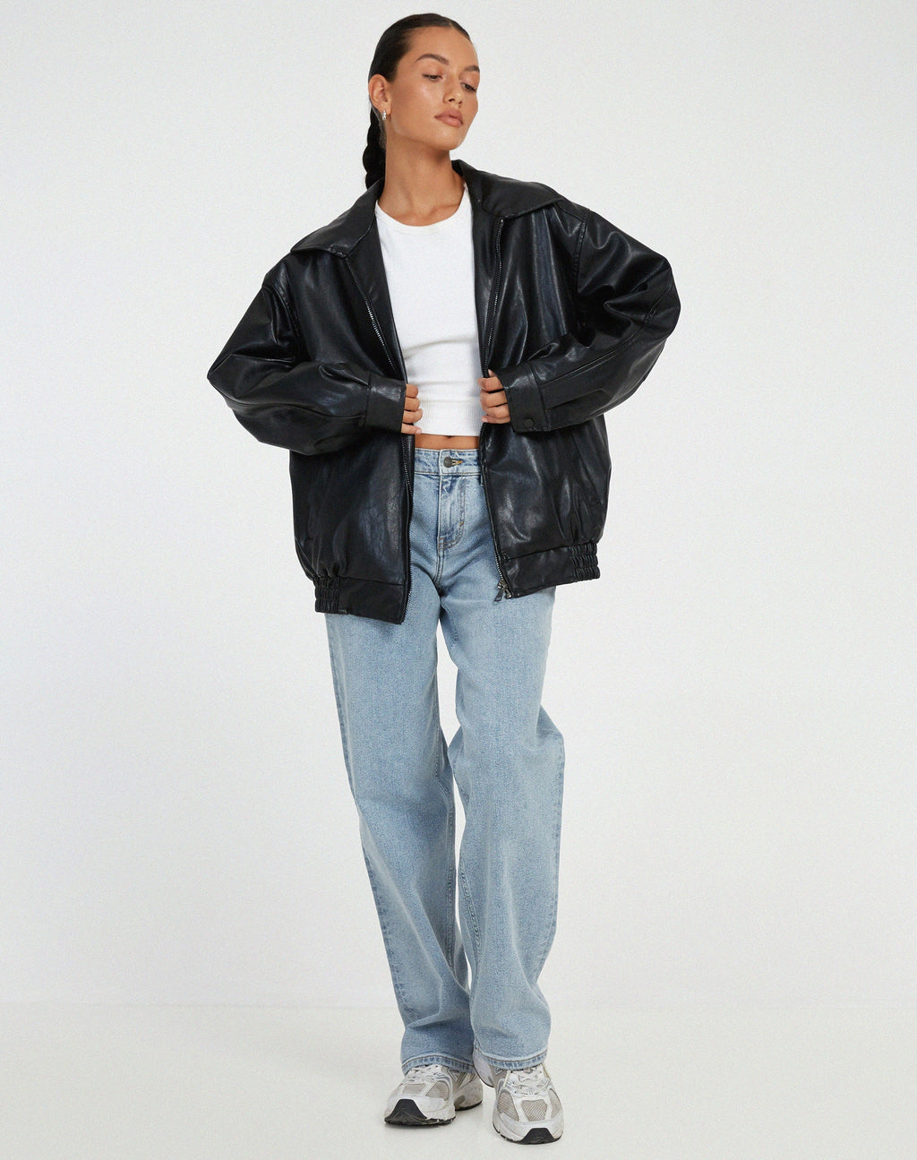 Chic Oversized Lightweight Leather Jacket for Women