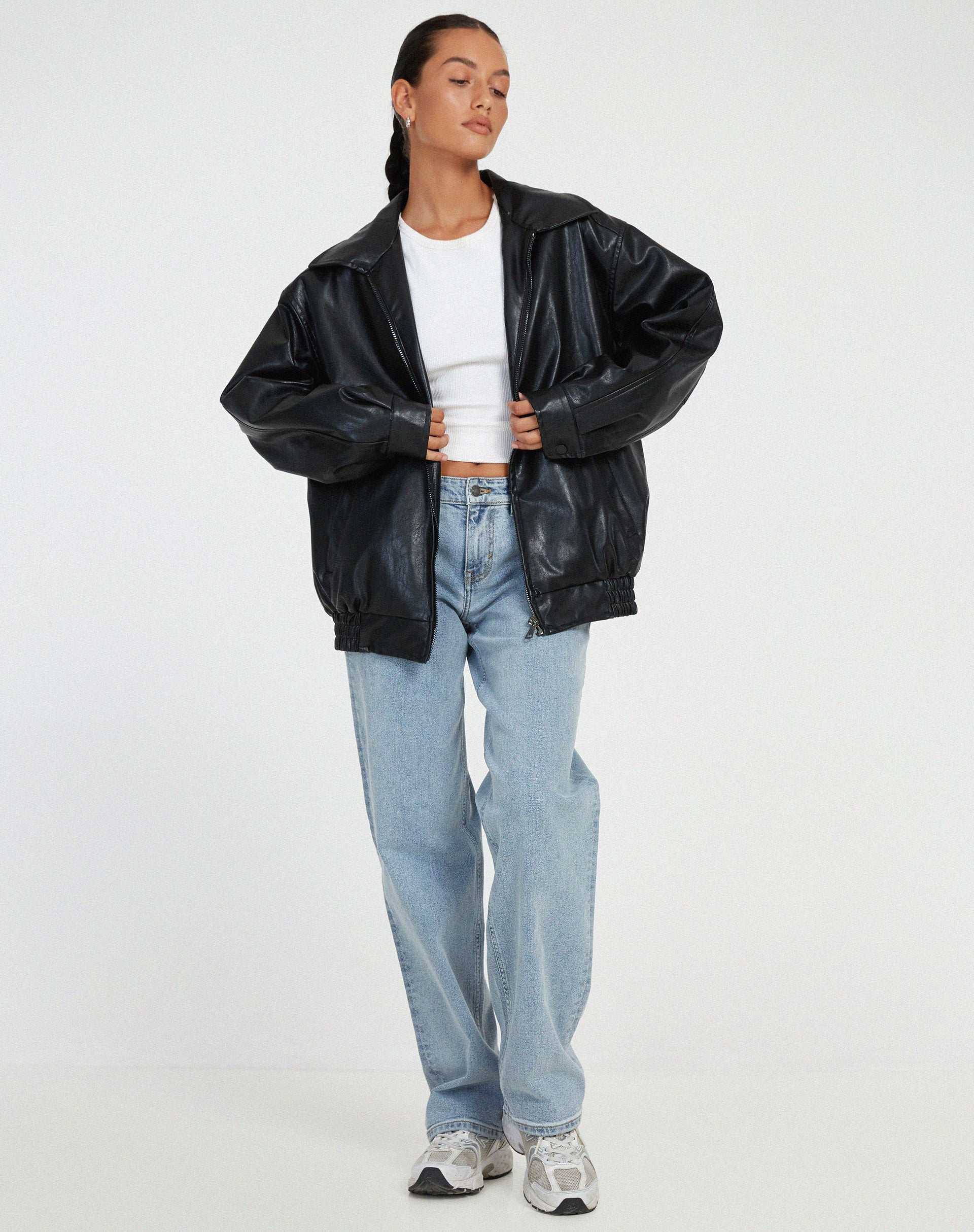 Chic Oversized Lightweight Leather Jacket for Women