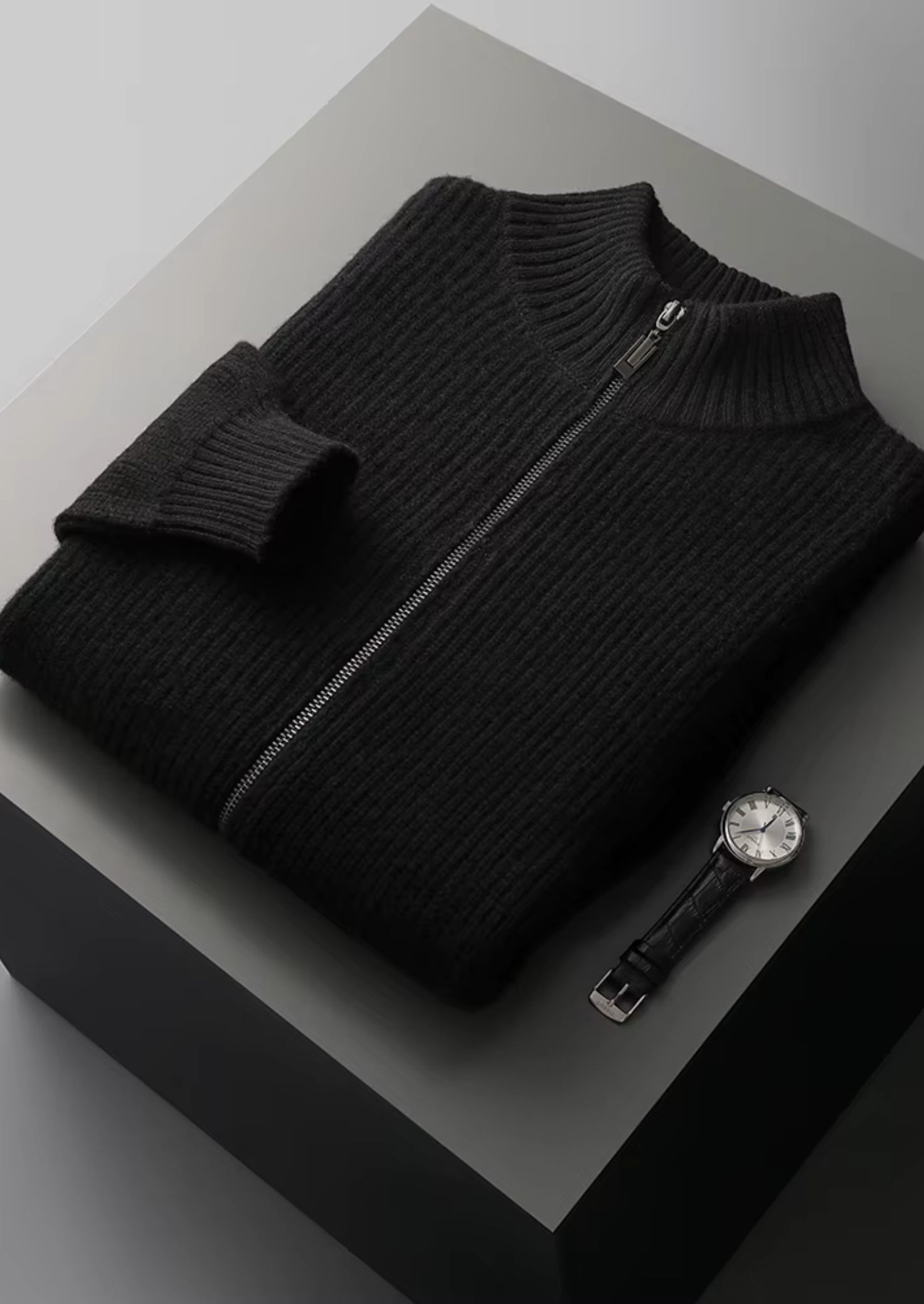 Luxurious Extra-Fine Merino Wool Ribbed Cardigan