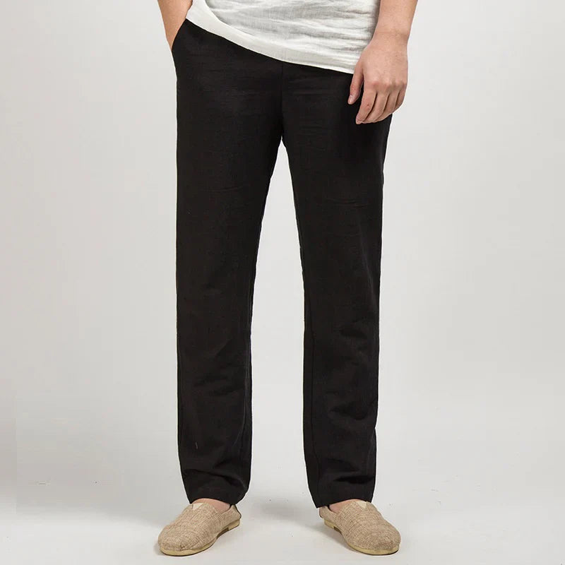 COMO Tailored Linen Straight-Leg Pants
