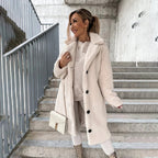 Soft Beige Long Teddy Coat for Women