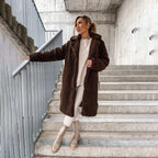 Soft Beige Long Teddy Coat for Women