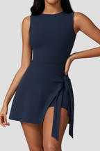 Chic Women's Sports Romper Dress with Skirt