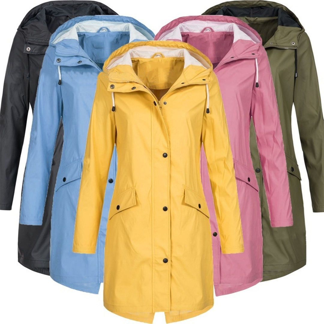 Lightweight Waterproof Rain Jacket for Women with Hood and Pockets