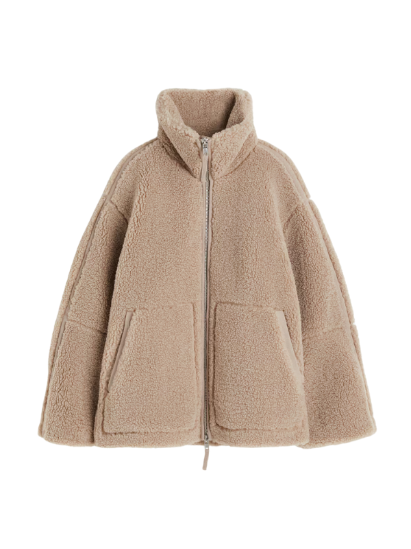Cozy Oversized Women's Winter Jacket with Zipper and Pockets