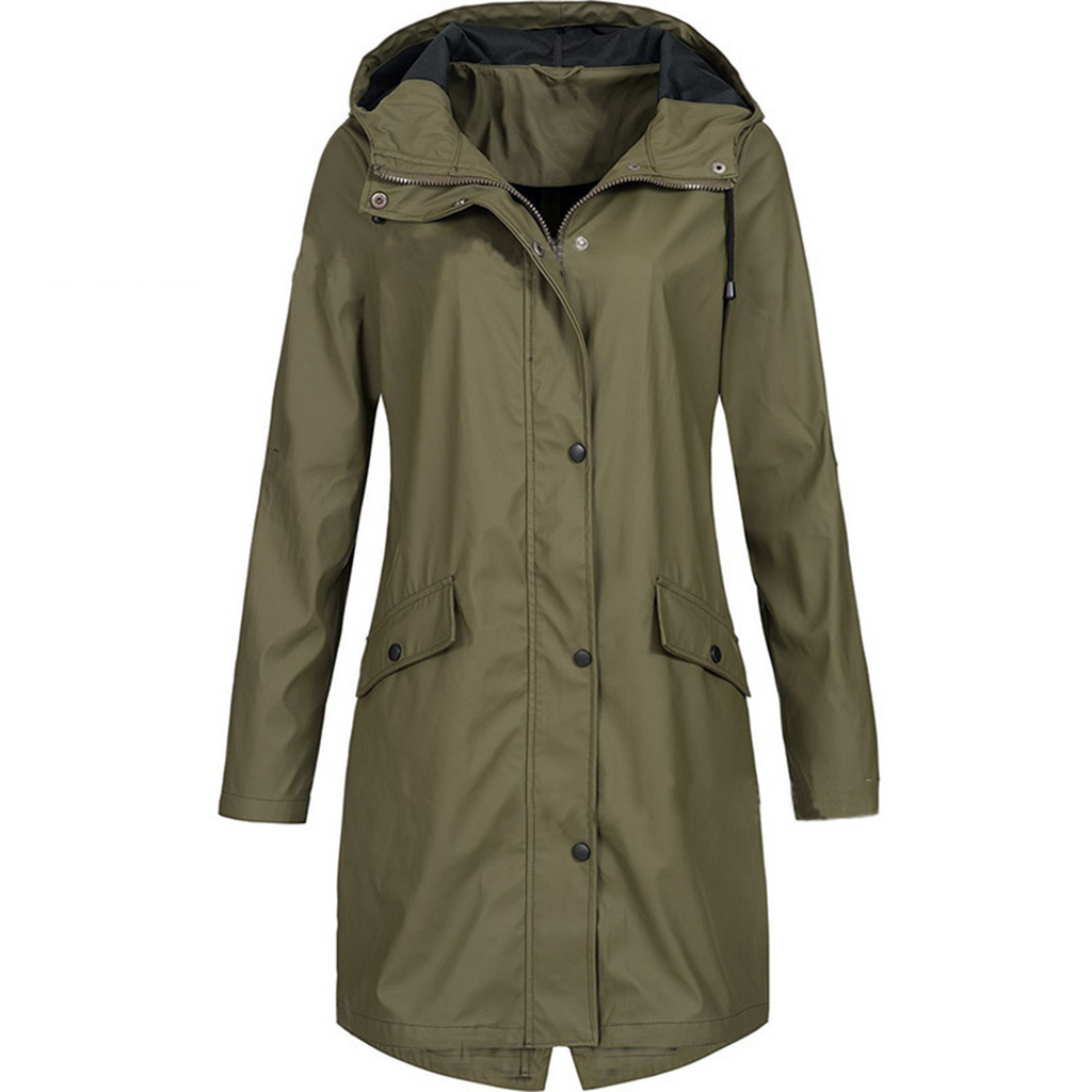 Lightweight Waterproof Rain Jacket for Women with Hood and Pockets