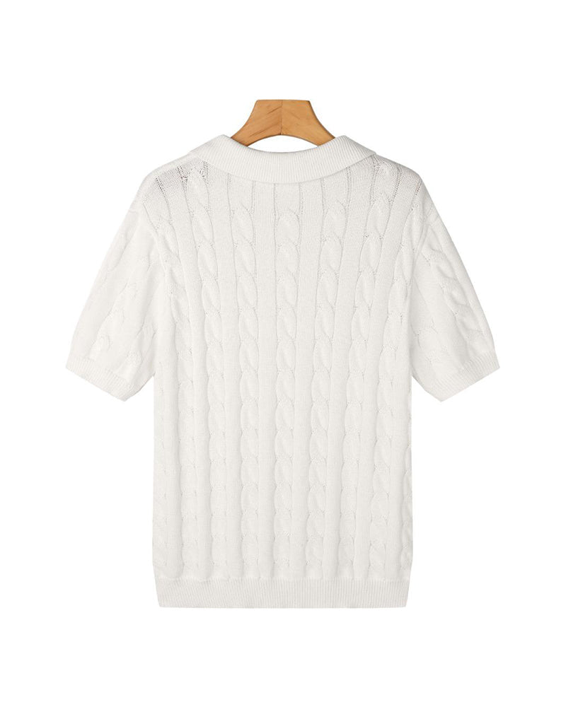 FLORENCE Cable Knit Polo Shirt
