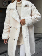 Women's Chic Oversized Lapel Button-Up Winter Coat