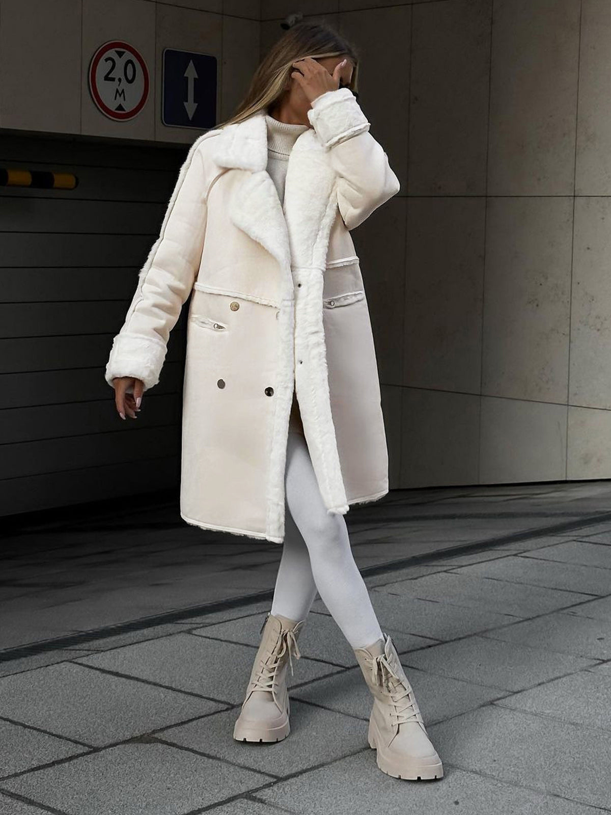 Women's Chic Oversized Lapel Button-Up Winter Coat
