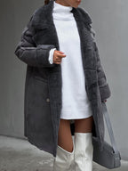 Women's Chic Oversized Lapel Button-Up Winter Coat