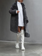 Women's Chic Oversized Lapel Button-Up Winter Coat
