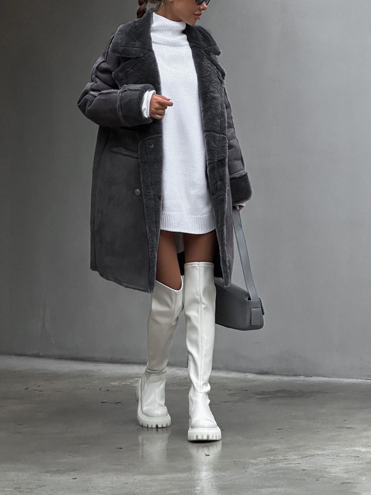 Women's Chic Oversized Lapel Button-Up Winter Coat