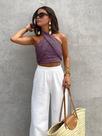 Mette-Rae - Crossback Halter Tank Top