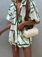 Larissa - Summer Outfit Featuring Shorts and a Printed Blouse