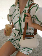 Larissa - Summer Outfit Featuring Shorts and a Printed Blouse