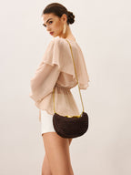 Ella & Rose - Woven Handbag with Gold Accent