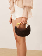 Ella & Rose - Woven Handbag with Gold Accent