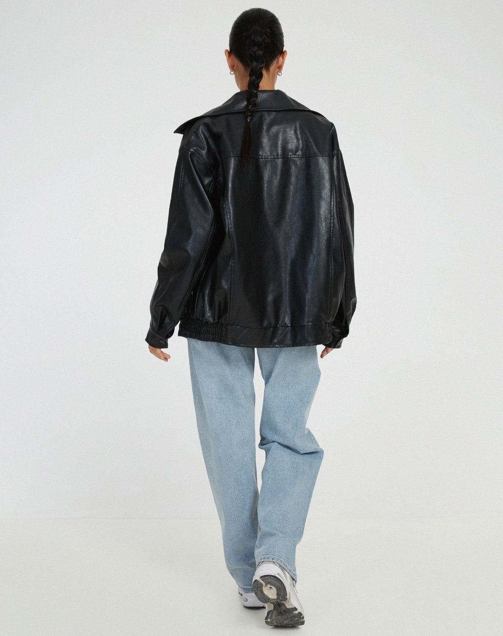 Chic Oversized Lightweight Leather Jacket for Women
