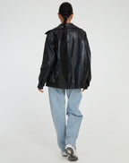 Chic Oversized Lightweight Leather Jacket for Women