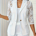 Bo - Blazer Featuring Contrast Lace and Three-Quarter Sleeves