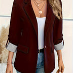 Lieke - Blazer with Rolled Sleeves and Single Button Fastening