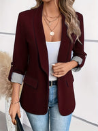 Lieke - Blazer with Rolled Sleeves and Single Button Fastening