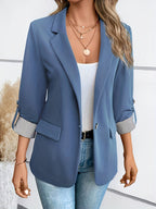 Lieke - Blazer with Rolled Sleeves and Single Button Fastening