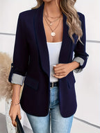 Lieke - Blazer with Rolled Sleeves and Single Button Fastening