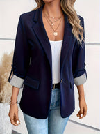Lieke - Blazer with Rolled Sleeves and Single Button Fastening