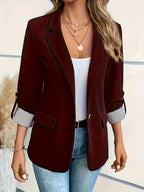 Lieke - Blazer with Rolled Sleeves and Single Button Fastening