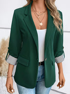 Lieke - Blazer with Rolled Sleeves and Single Button Fastening