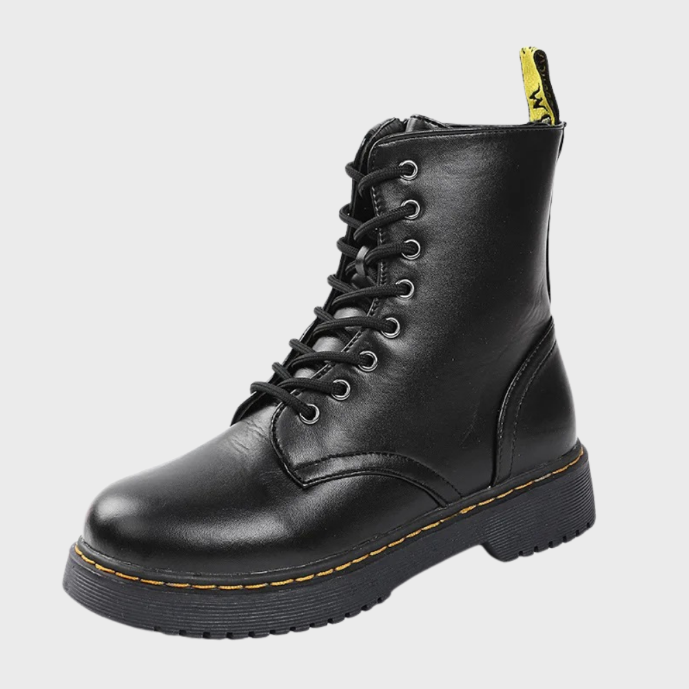 Women's Ankle Combat Boots with Zipper and Non-Slip Sole