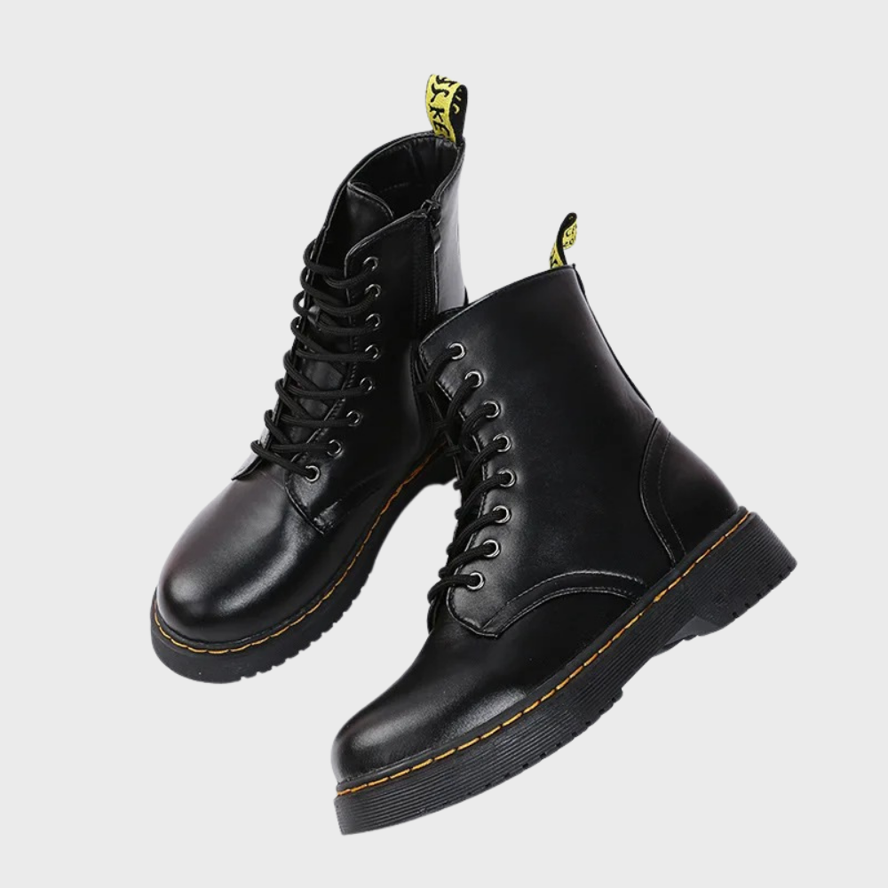 Women's Ankle Combat Boots with Zipper and Non-Slip Sole