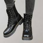 Women's Ankle Combat Boots with Zipper and Non-Slip Sole
