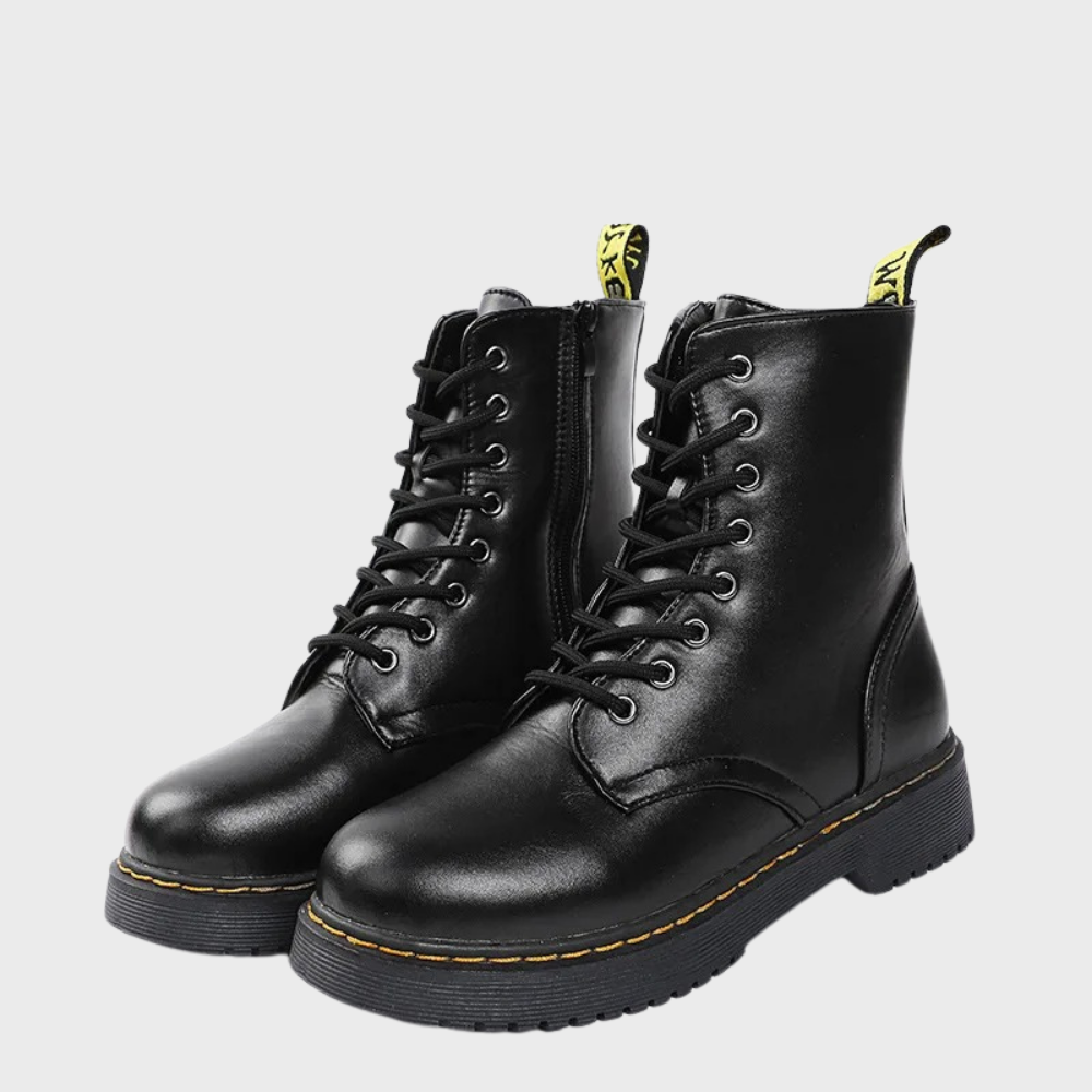 Women's Ankle Combat Boots with Zipper and Non-Slip Sole