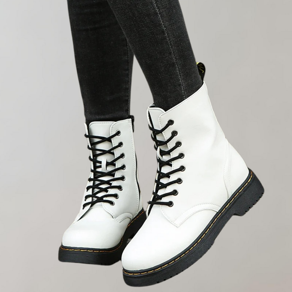 Women's Ankle Combat Boots with Zipper and Non-Slip Sole