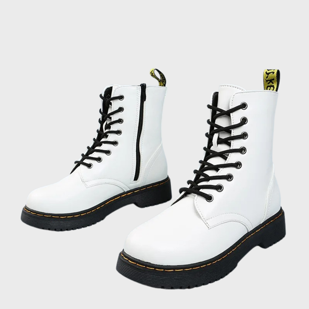 Women's Ankle Combat Boots with Zipper and Non-Slip Sole