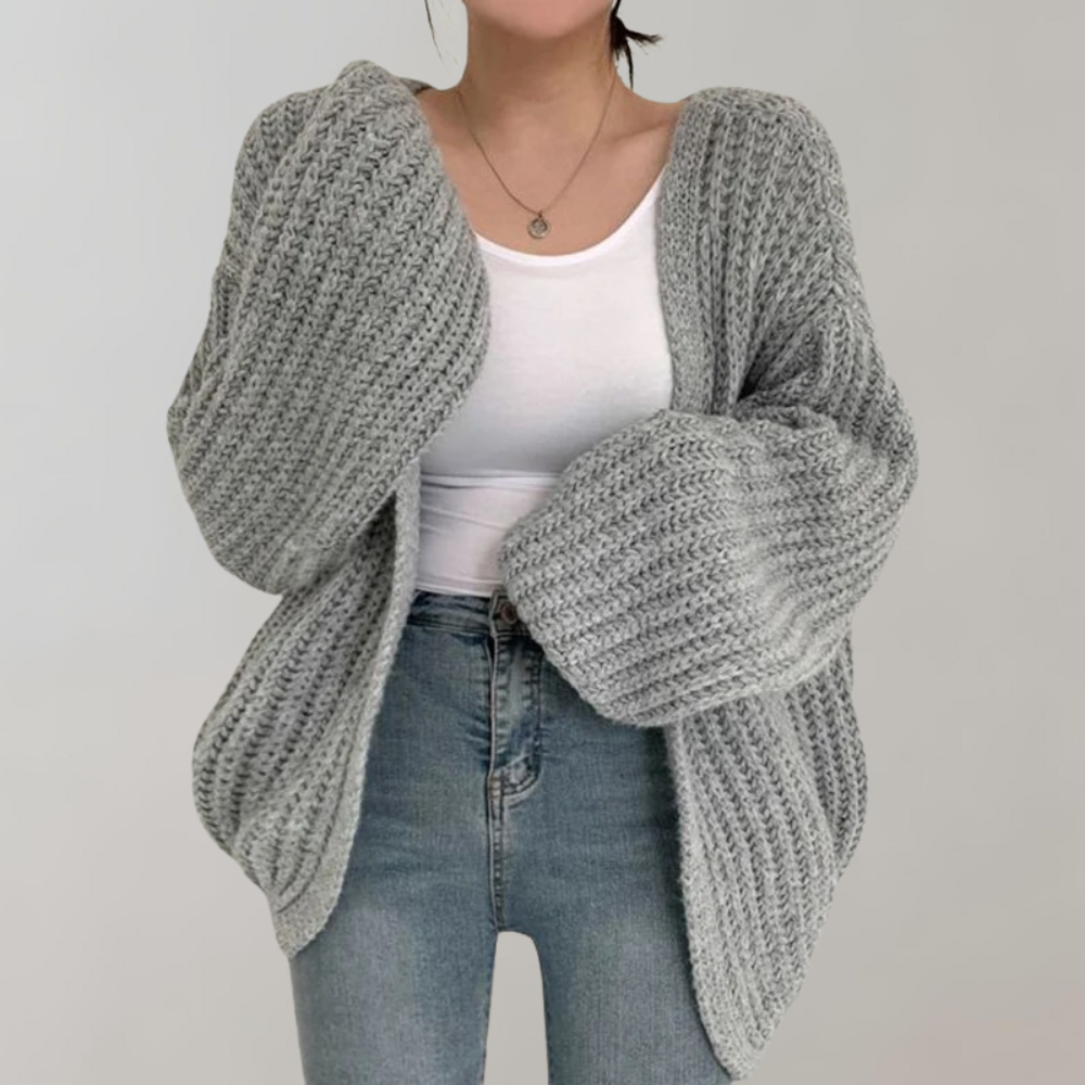 Chic Long-Sleeve Knitted Cardigan in Soft Fabric – Women's Fashion