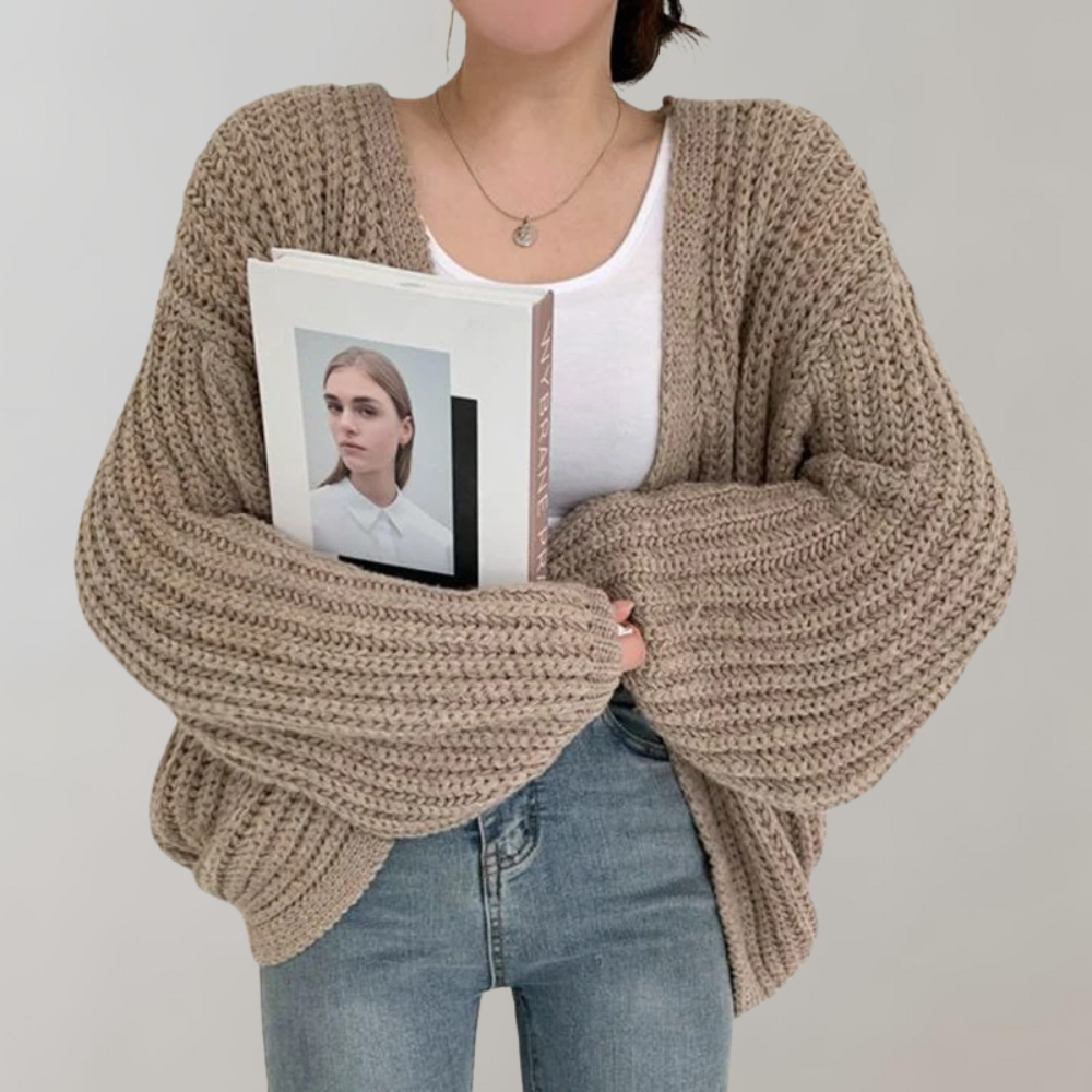 Chic Long-Sleeve Knitted Cardigan in Soft Fabric – Women's Fashion
