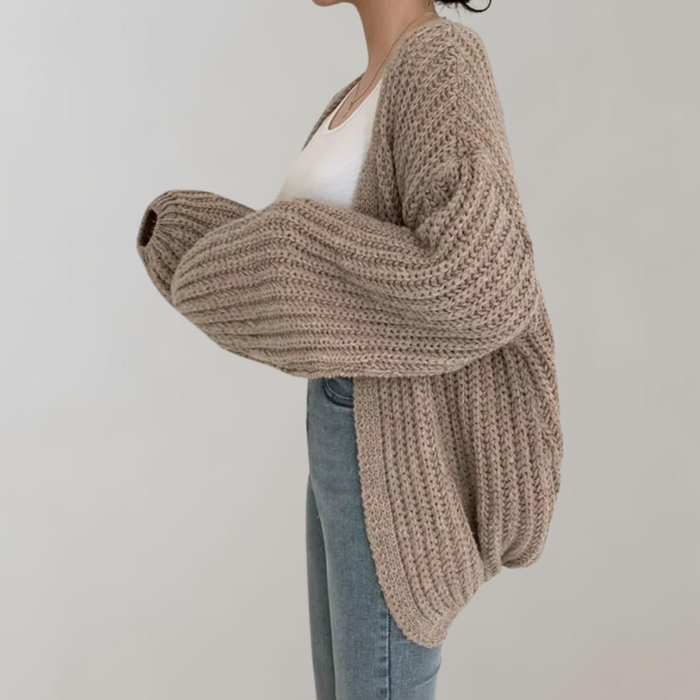 Chic Long-Sleeve Knitted Cardigan in Soft Fabric – Women's Fashion
