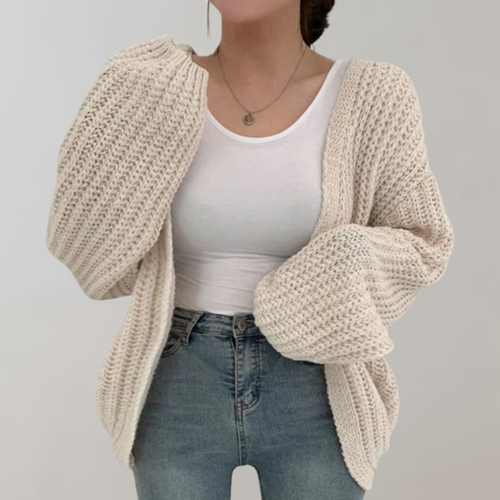 Chic Long-Sleeve Knitted Cardigan in Soft Fabric – Women's Fashion