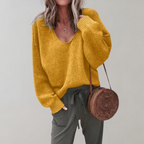 Relaxed Fit V-Neck Knit Sweater for Women