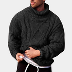 JEVO - Men's Winter Sweater with High Neck Knit Design