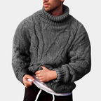 JEVO - Men's Winter Sweater with High Neck Knit Design