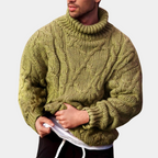 JEVO - Men's Winter Sweater with High Neck Knit Design