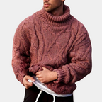 JEVO - Men's Winter Sweater with High Neck Knit Design
