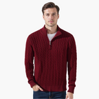 TAEBAEK Zip-Up Cable Knit Sweater