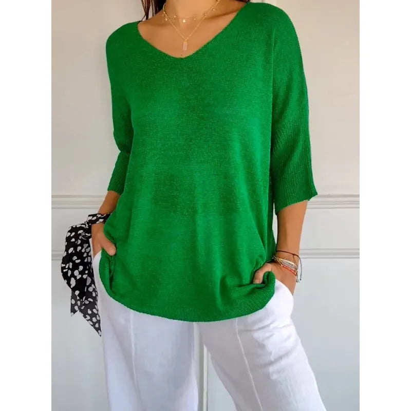 Chiara | Cozy V-Neck Knitted Top for Women