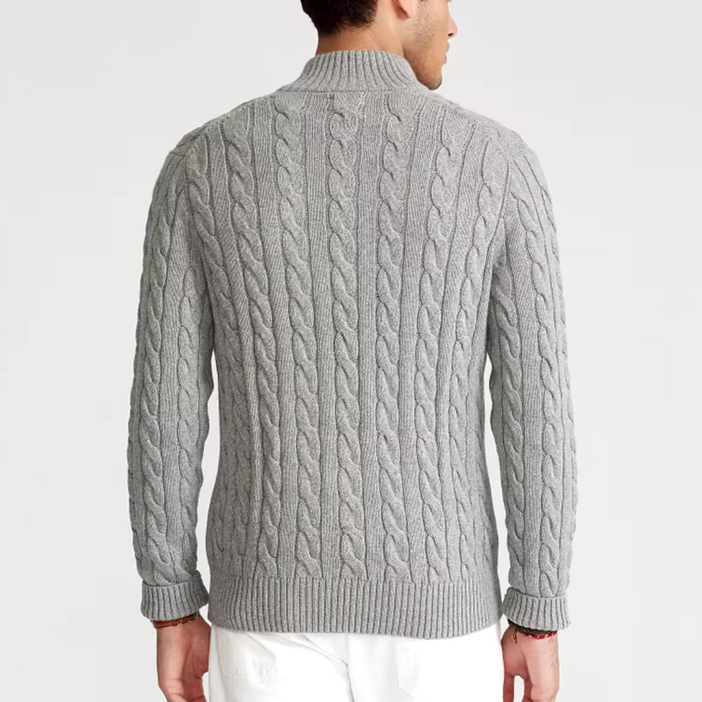 Men's Jumper – Cable Knit with Half Zip