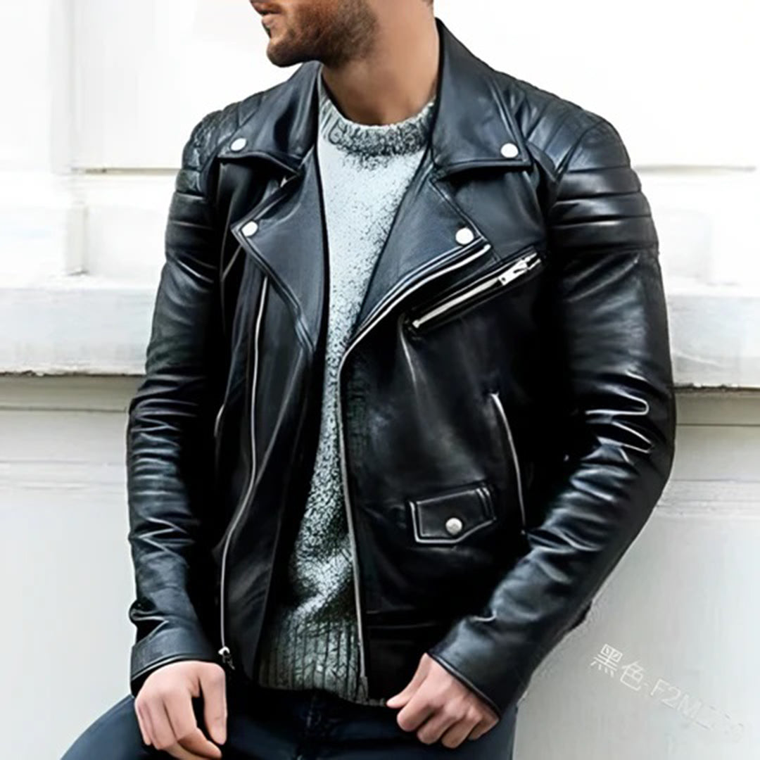 CRUZ - Men's Leather Biker Jacket - Ideal for Summer Wear